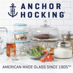 Anchor Hocking 16 Piece Glass Storage Containers with Lids (8 Glass Food Storage Containers & 8 Red SnugFit Lids)