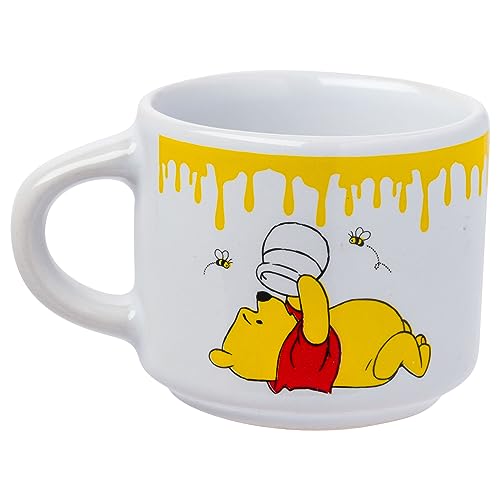 Silver Buffalo Disney Winnie the Pooh Honey Hunny Drips 4pc Stackable Ceramic Espresso Small Cup Set, 3 Ounces