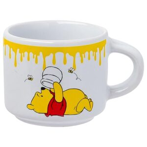 Silver Buffalo Disney Winnie the Pooh Honey Hunny Drips 4pc Stackable Ceramic Espresso Small Cup Set, 3 Ounces