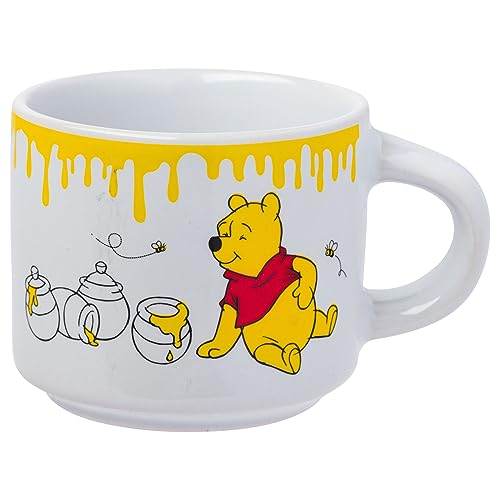 Silver Buffalo Disney Winnie the Pooh Honey Hunny Drips 4pc Stackable Ceramic Espresso Small Cup Set, 3 Ounces