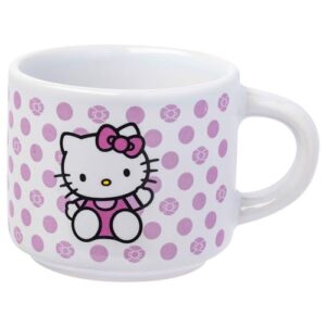 Silver Buffalo Sanrio Hello Kitty Polka Dots 4pc Stackable Ceramic Espresso Small Cup Set, 3 Ounces