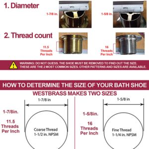 Westbrass D3324-26 1-1/2" NPSM Twist & Close Bathtub Drain Plug, Coarse Thread, Polished Chrome