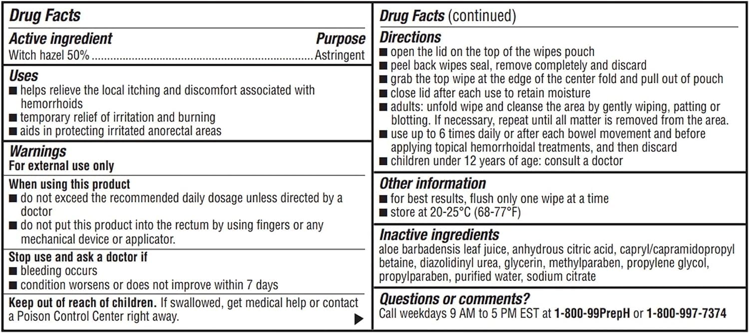 Preparation H Hemorrhoid Flushable Wipes with Witch Hazel for Skin Irritation Relief - 60 Count (Pack of 4)