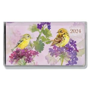 2024 pressed flowers handy planner pocket calendar & memo pad, 3.5-inch x 6.5-inch size closed, 7-inch x 6.5-inch size open, bookstore-quality monthly calendars with 30 note pages for kitchen &