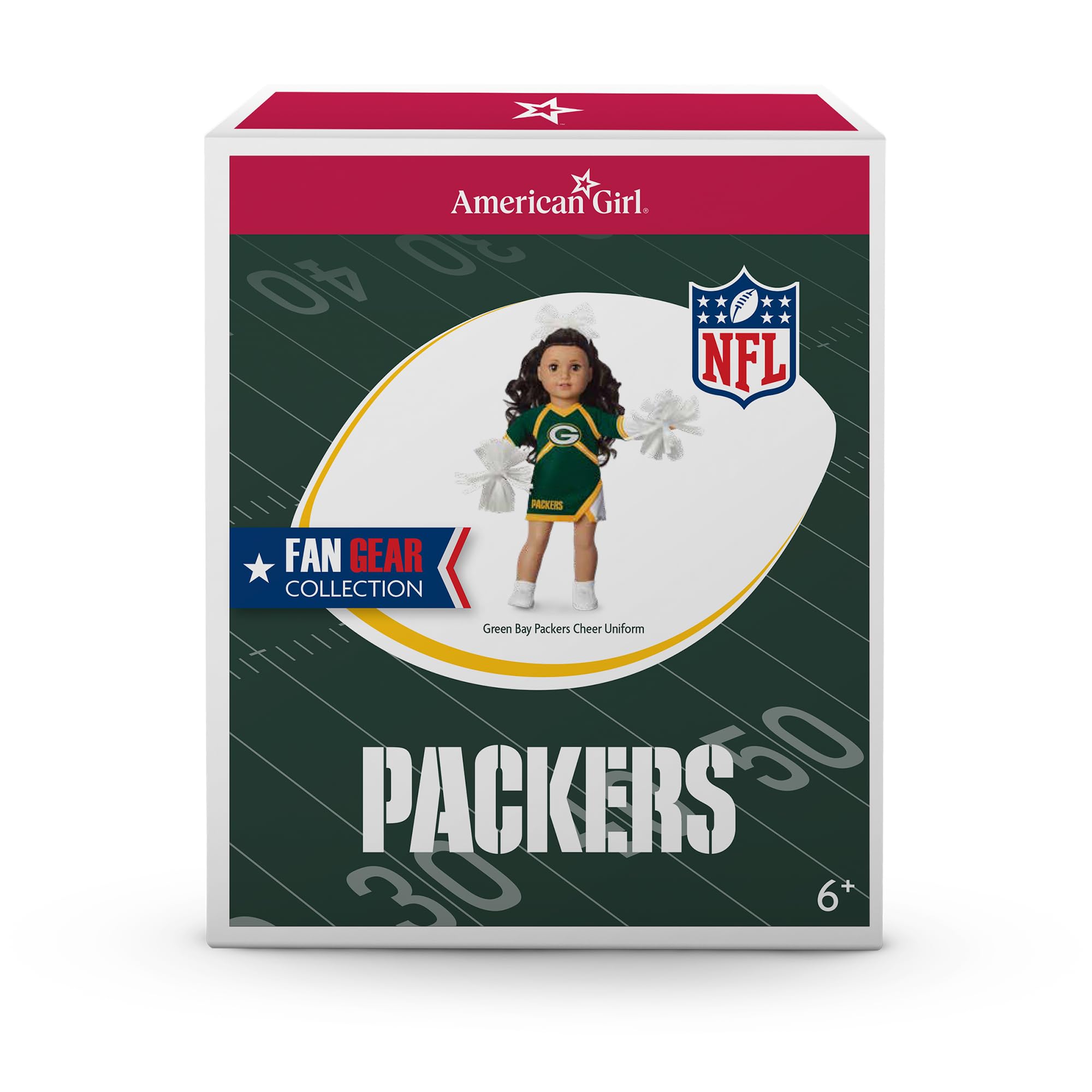 American Girl Greenbay Packers Cheer Uniform 18 inch Doll Clothes with Pom Poms, Navy and Grey, 5 pcs, Ages 6+