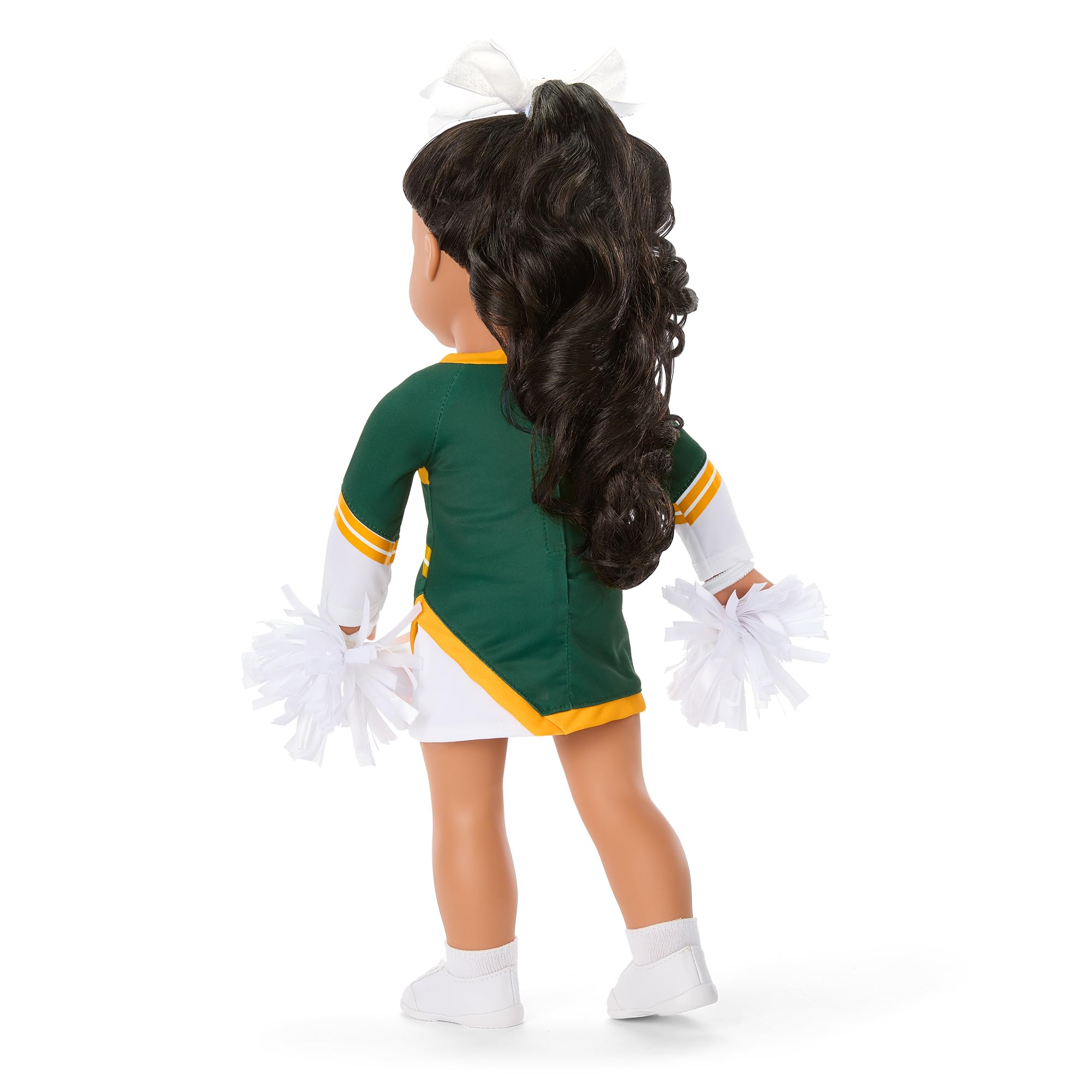 American Girl Greenbay Packers Cheer Uniform 18 inch Doll Clothes with Pom Poms, Navy and Grey, 5 pcs, Ages 6+