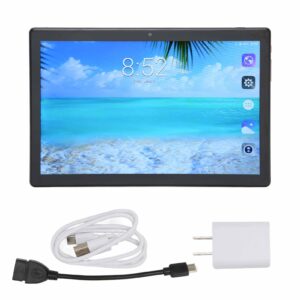 GLOGLOW 10.1 Inch Tablet, FHD Tablet Support Fast Charging Dual Speakers US Plug 100‑240V for Home for Android 10 (Black)