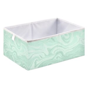 burbuja abstract marble mint green storage cubes fabric storage bins foldable closet organizer basket with handle, 15.7x10.6x6.7 inch
