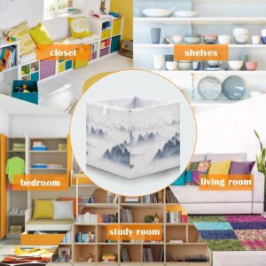 Burbuja Watercolor Mountains Storage Cubes Fabric Storage Bins Foldable Closet Organizer Basket with Handle, 11x11x11 Cube