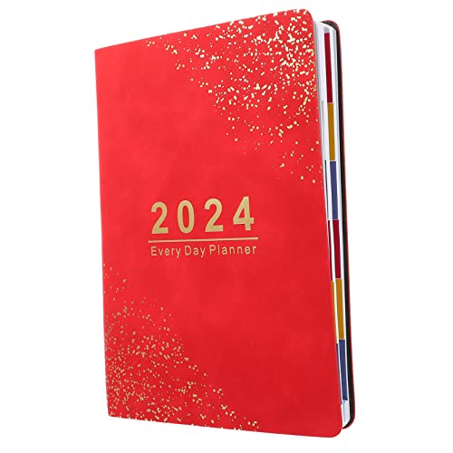 Tofficu 2024 Agenda Book Red Notebook Softcover Notebook Academic Planner 2024 Note Books Home Supply English Note Taking Book Schedule Planner Office Note Book Paper Calendar Book A5