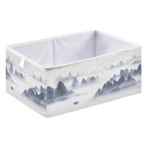 Burbuja Watercolor Mountains Storage Cubes Fabric Storage Bins Foldable Closet Organizer Basket with Handle, 11x11x11 Cube