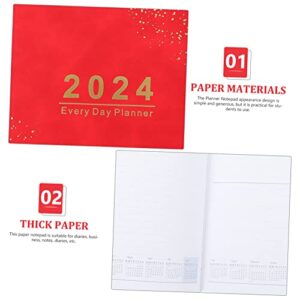 Tofficu 2024 Agenda Book Red Notebook Softcover Notebook Academic Planner 2024 Note Books Home Supply English Note Taking Book Schedule Planner Office Note Book Paper Calendar Book A5