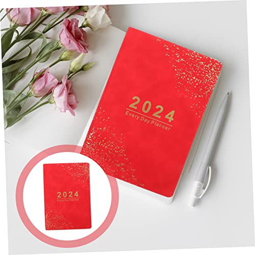 Tofficu 2024 Agenda Book Red Notebook Softcover Notebook Academic Planner 2024 Note Books Home Supply English Note Taking Book Schedule Planner Office Note Book Paper Calendar Book A5