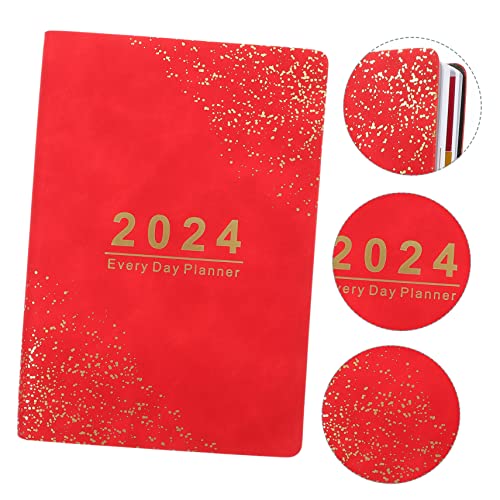 Tofficu 2024 Agenda Book Red Notebook Softcover Notebook Academic Planner 2024 Note Books Home Supply English Note Taking Book Schedule Planner Office Note Book Paper Calendar Book A5