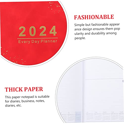 Tofficu 2024 Agenda Book Red Notebook Softcover Notebook Academic Planner 2024 Note Books Home Supply English Note Taking Book Schedule Planner Office Note Book Paper Calendar Book A5