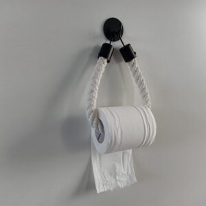 WONQEXZ Hand Towel Holder,Toilet Roll Holder,Self Adhesive Toilet Paper Holder Wall Mount - Nautical Cotton Rope Tissue Holder - No Drill Toilet Paper Holder