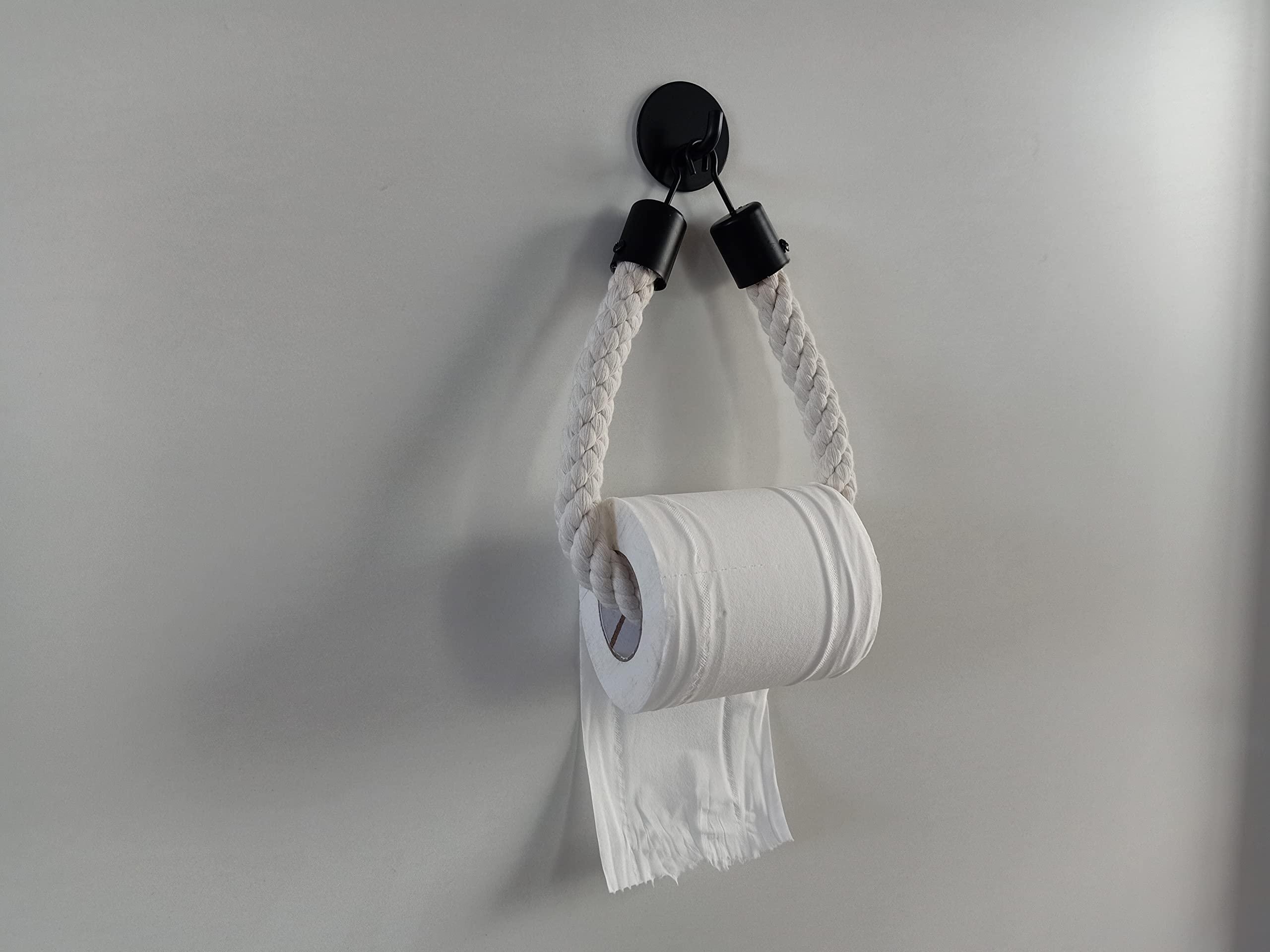 WONQEXZ Hand Towel Holder,Toilet Roll Holder,Self Adhesive Toilet Paper Holder Wall Mount - Nautical Cotton Rope Tissue Holder - No Drill Toilet Paper Holder