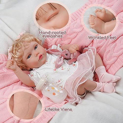 BABESIDE Lifelike Reborn Baby Dolls - 18 Inch Soft Body Realistic-Newborn Baby Dolls American Sleeping Girl Real Life Dolls with Clothes and Toy Accessories Gift for Kids Age 3+