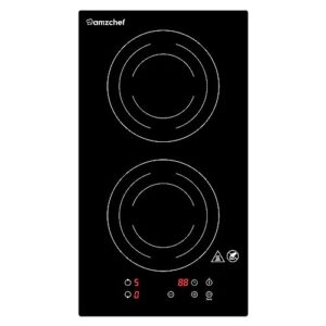 amzchef electric induction cooktop 2 burners,12" electric stove top with plug 1800w, 120v, 9 power levels, child lock, timer, touch control, induction stove for fast cooking, bulit-in&countertop