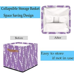 13x13x13 Storage Cube Bins Lavender Violet Retro Fabric Storage Cubes 13 inch Collapsible Storage Bins Cubby Storage Baskets for Organizing Shelf Cabinet Bookcase Boxes