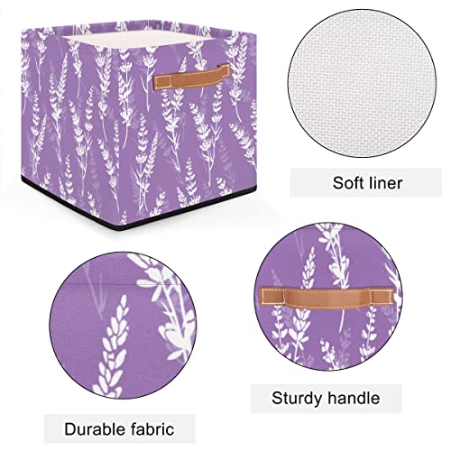 13x13x13 Storage Cube Bins Lavender Violet Retro Fabric Storage Cubes 13 inch Collapsible Storage Bins Cubby Storage Baskets for Organizing Shelf Cabinet Bookcase Boxes