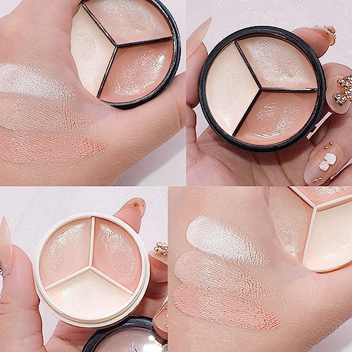 6 Colors Concealer,Black & White 3 In 1 Color Contouring Palette With Brush,for Dark Circles, Freckles, Blemishes Cream Concealer,Waterproof&Long-Lasting Beginners&Professional Makeup Artist Contour Palette CreamWith Brush