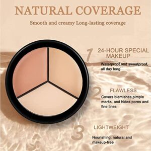6 Colors Concealer,Black & White 3 In 1 Color Contouring Palette With Brush,for Dark Circles, Freckles, Blemishes Cream Concealer,Waterproof&Long-Lasting Beginners&Professional Makeup Artist Contour Palette CreamWith Brush