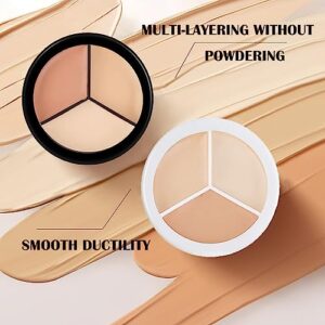 6 Colors Concealer,Black & White 3 In 1 Color Contouring Palette With Brush,for Dark Circles, Freckles, Blemishes Cream Concealer,Waterproof&Long-Lasting Beginners&Professional Makeup Artist Contour Palette CreamWith Brush