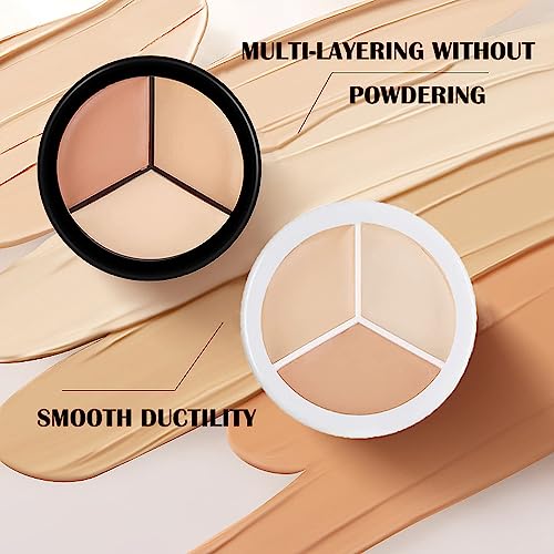 6 Colors Concealer,Black & White 3 In 1 Color Contouring Palette With Brush,for Dark Circles, Freckles, Blemishes Cream Concealer,Waterproof&Long-Lasting Beginners&Professional Makeup Artist Contour Palette CreamWith Brush