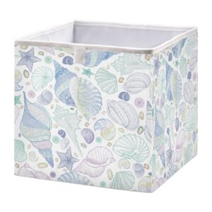 burbuja seashell storage cubes fabric storage bins foldable closet organizer basket with handle, 11x11x11 cube