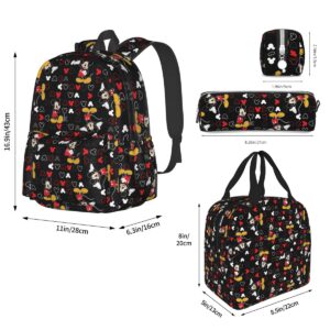 erzaykt 3 pcs anime backpack sets with lunch bag & pencil case lightweight cartoon backpack casual daypacks for boys girls