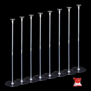 8 set 30'' clear balloon stand kit with base for table top/floor，balloon sticks holder for balloon banquet for adults/kids party balloon centerpieces