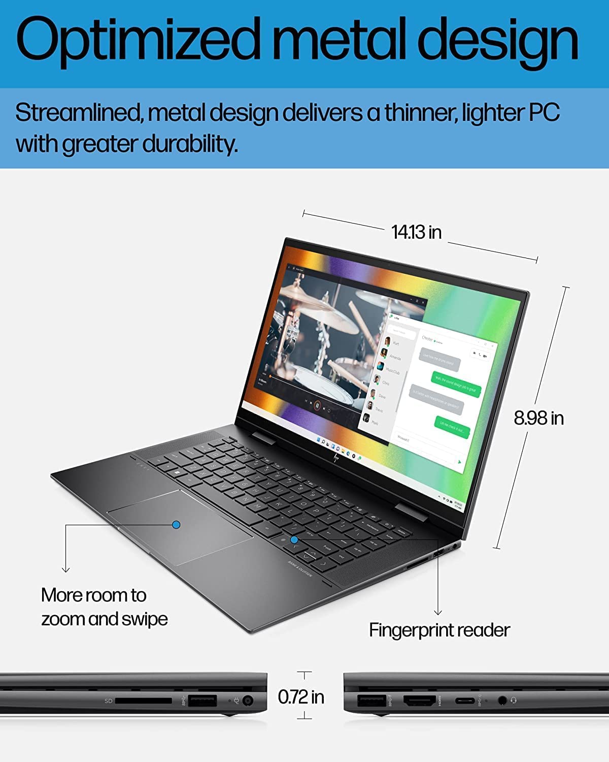 HP 2023 Newest Envy x360 Convertible 2-in-1 Laptop, 15.6" FHD Touchscreen Display, AMD Ryzen 7 5825U(Beats i7-12650H), 32GB RAM, 1TB SSD, Fingerprint Reader, Windows 11 Home, Black