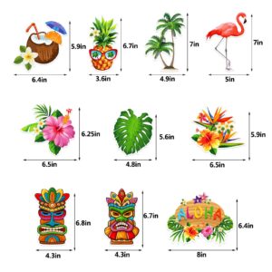 Luau Aloha Party Hanging Swirl Decorations Hawaiian Tropical Flower Palm Flamingo Sign Foil Ceiling Decor for Birthday Floral Tropical Party Summer Beach Pool Party Tiki Party Supplies 36pcs