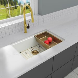 Lonsince White Undermount Kitchen Sink 28" X 18",Granite Composite Kitchen Sink,Single Bowl Undermount Workstation Sink