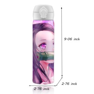 Anime Water Bottle,Anime Water Bottle Cup,Quick Open Insulated Bottle for Girls 500ml