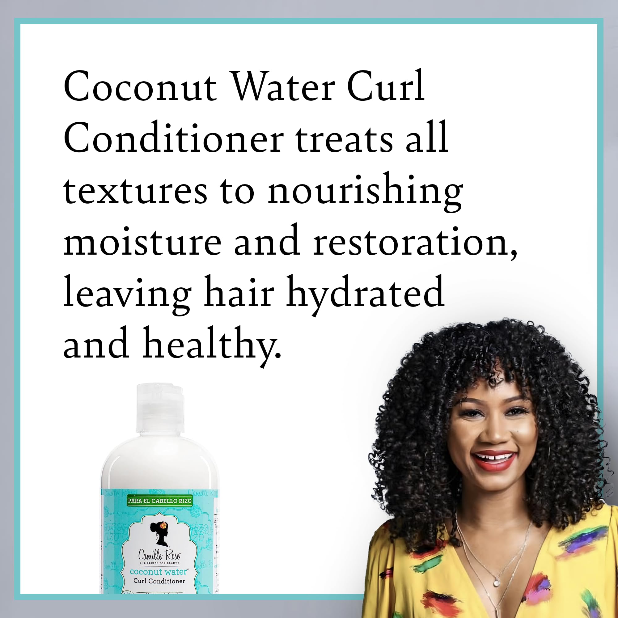 Camille Rose Coconut Water Conditioner | 12 oz | Natural Coconut Oil, Rosemary Oil, Castor Oil