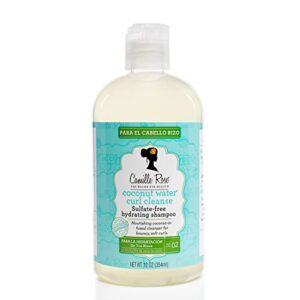 camille rose coconut water curl cleanse, sulfate free hydrating shampoo, with coconut, castor, and rosemary oils, for soft bouncy curls, 12 oz