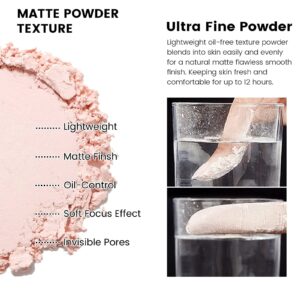 Loose Face Powder,Matte Setting Powder Oil Control,Minimizes Pores Long Lasting Waterproof Setting Powder,Loose Setting Powder for Oily Skin Translucent for Setting or Foundation, Lightweight, Matte Ultra Flawless Finish(02#Pink)