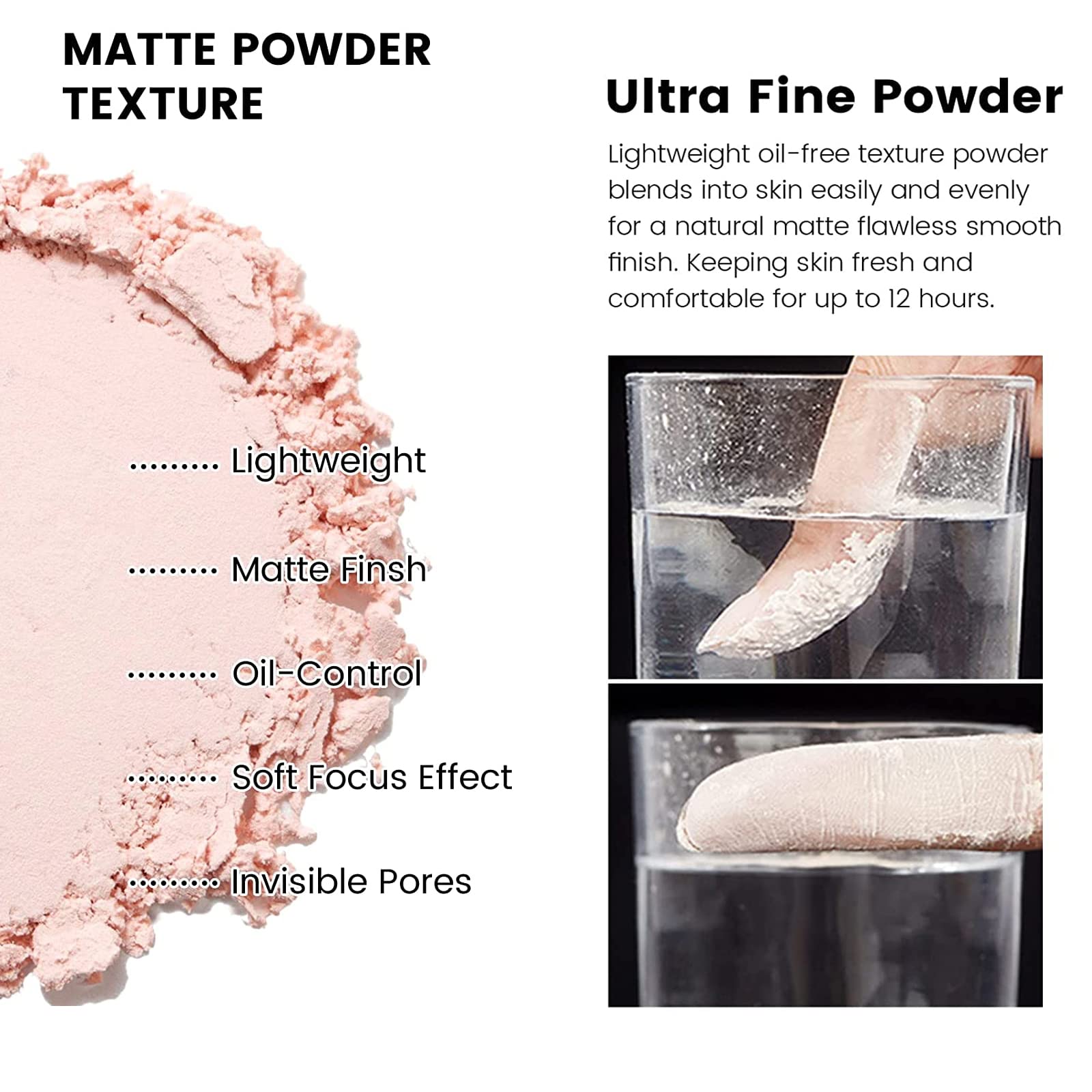 Loose Face Powder,Matte Setting Powder Oil Control,Minimizes Pores Long Lasting Waterproof Setting Powder,Loose Setting Powder for Oily Skin Translucent for Setting or Foundation, Lightweight, Matte Ultra Flawless Finish(02#Pink)