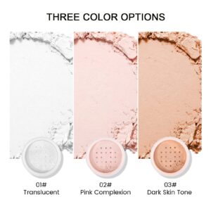 Loose Face Powder,Matte Setting Powder Oil Control,Minimizes Pores Long Lasting Waterproof Setting Powder,Loose Setting Powder for Oily Skin Translucent for Setting or Foundation, Lightweight, Matte Ultra Flawless Finish(02#Pink)