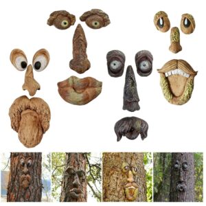 innolites tree faces decor outdoor, tree face statues old man tree hugger bark ghost face decoration funny yard art, tree decor outdoor for halloween easter garden creative props (abcd)