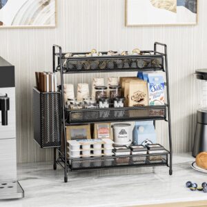 EKNITEY Bathroom Countertop Organizer Shelf - 3 Tier Counter Spice Rack Metal Makeup Rack Small Coffee Station Organizer for Sink/Bedroom/Living room/Kitchen/Office