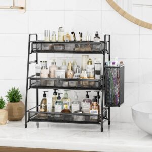 EKNITEY Bathroom Countertop Organizer Shelf - 3 Tier Counter Spice Rack Metal Makeup Rack Small Coffee Station Organizer for Sink/Bedroom/Living room/Kitchen/Office