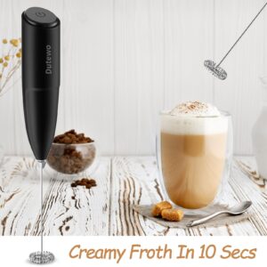 Hand Mixer Milk Frother for Coffee - Dutewo Frother Handheld Foam Maker for Lattes, Electric whisk Drink Mixer Mini Foamer for Cappuccino, Frappe, Matcha, Hot Chocolate, Black