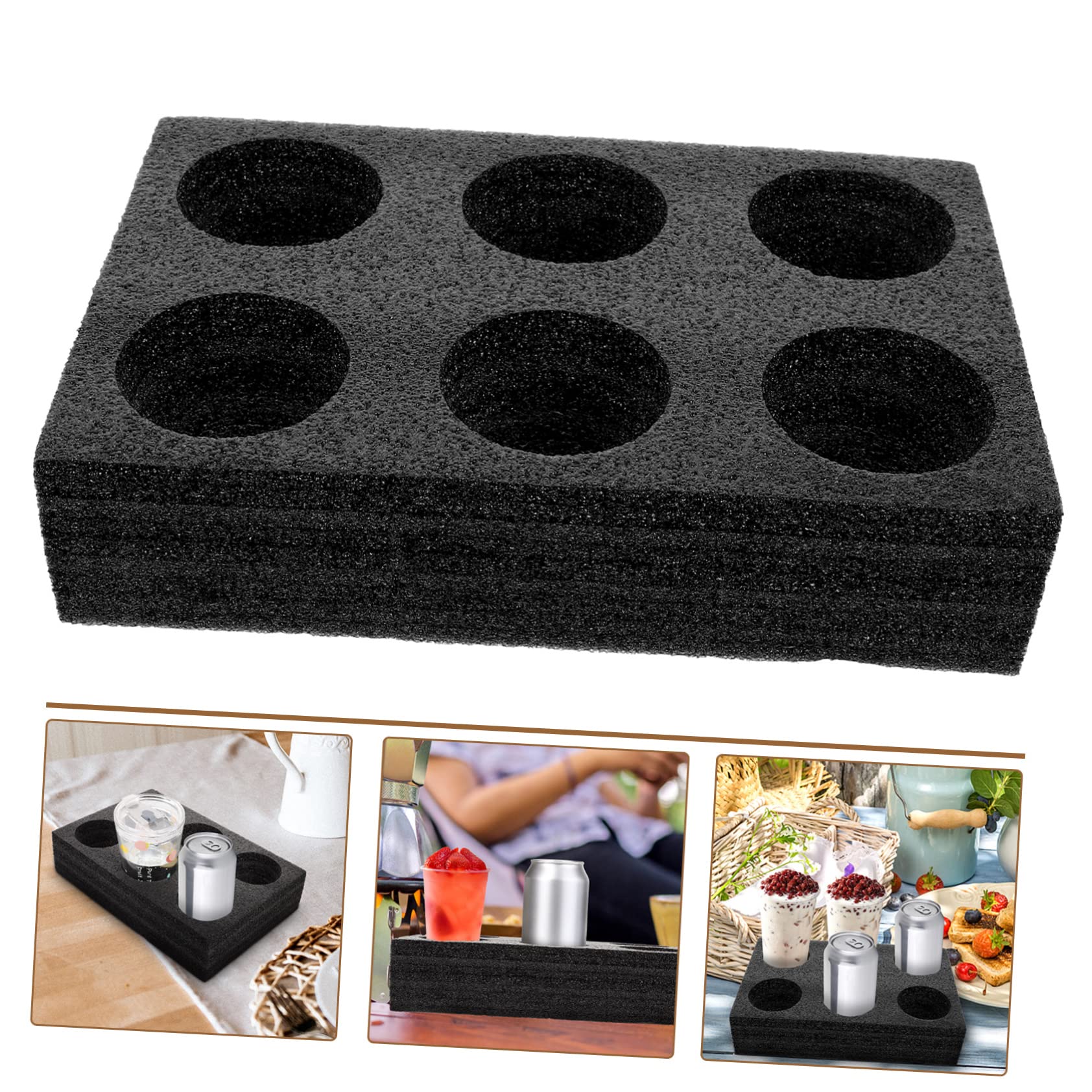 2pcs Milk Tea Cup Holder 6 Cup Foam Holder Takeout Packing Holders Refreshment Tray Pearl Wool Coffee Tray Couch Drink Holder Portable Drink Pearl Cotton Bottle Water Cup re-usable