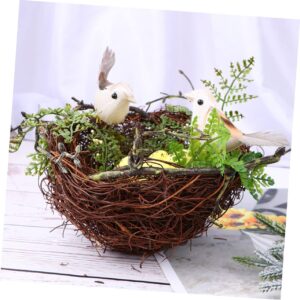 DECHOUS 1 Set Bird Nest Set Christmas Tree Ornaments Spring Fling Decorations Spring Decorations Rattan Bird Nest Easter Artificial Nests Easter Bird Birds Nest Easter Decorations Fake Egg