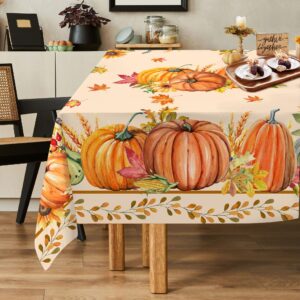 cusugbaso fall tablecloth 60x84 inch rectangle - fall decor for home - water resistant thanksgiving table cloth rectangle for party,table, outdoor decorations