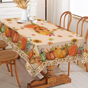 Cusugbaso Fall Tablecloth 60x84 Inch Rectangle - Fall Decor for Home - Water Resistant Thanksgiving Table Cloth Rectangle for Party,Table, Outdoor Decorations