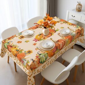 Cusugbaso Fall Tablecloth 60x84 Inch Rectangle - Fall Decor for Home - Water Resistant Thanksgiving Table Cloth Rectangle for Party,Table, Outdoor Decorations